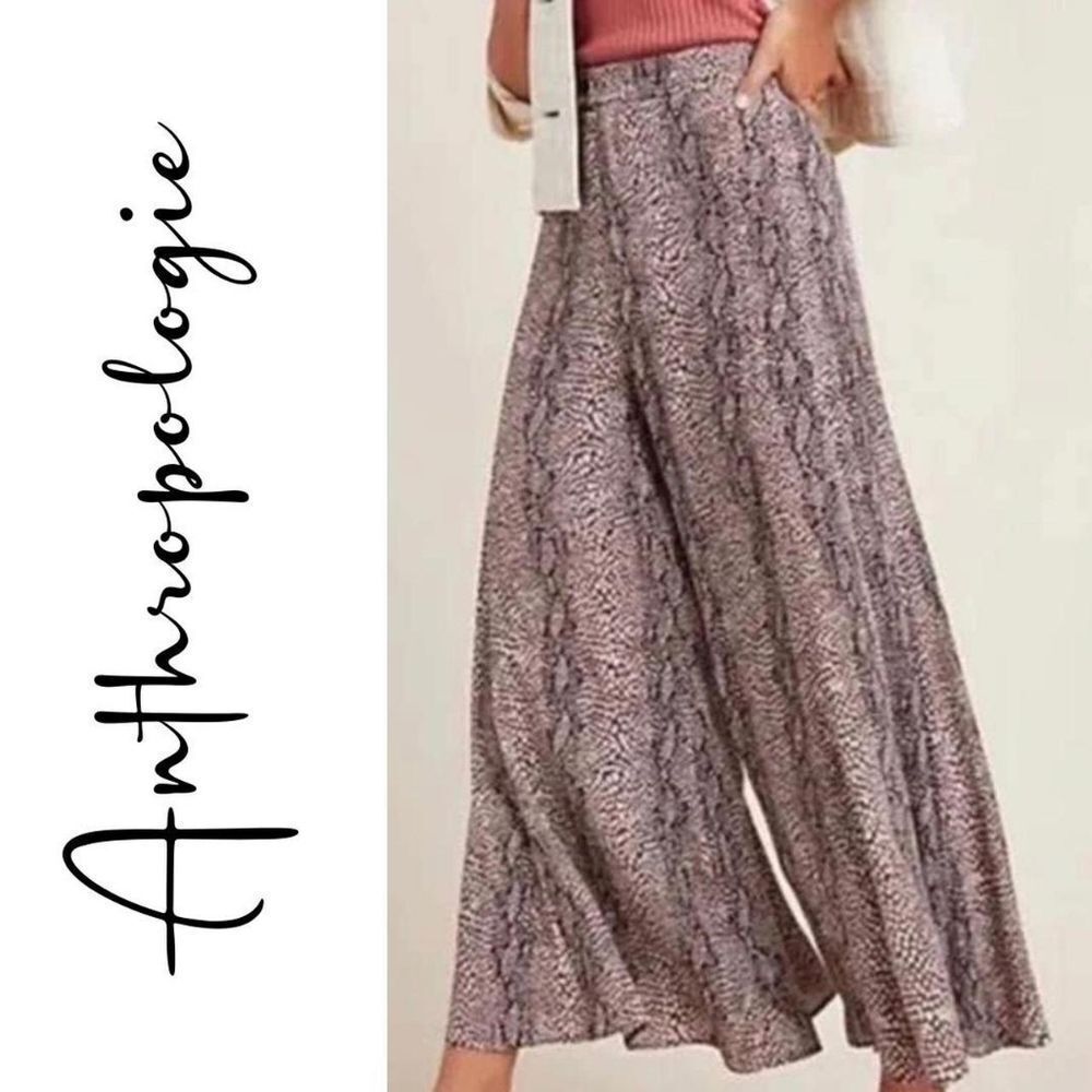 Anthropolgie Snake Print Wide Leg Skirted Pants. NWT Size 8.